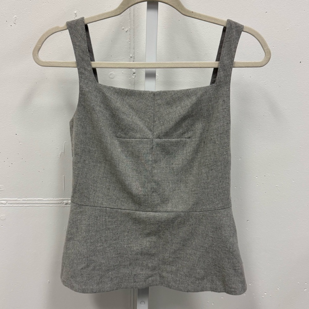 Banana Republic Women's Wool Blend V-neck Peplum Top Sleeveless Top Heather Gray
